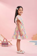 Barbie Round Neck 2-Layered Printed Midi BAM1121