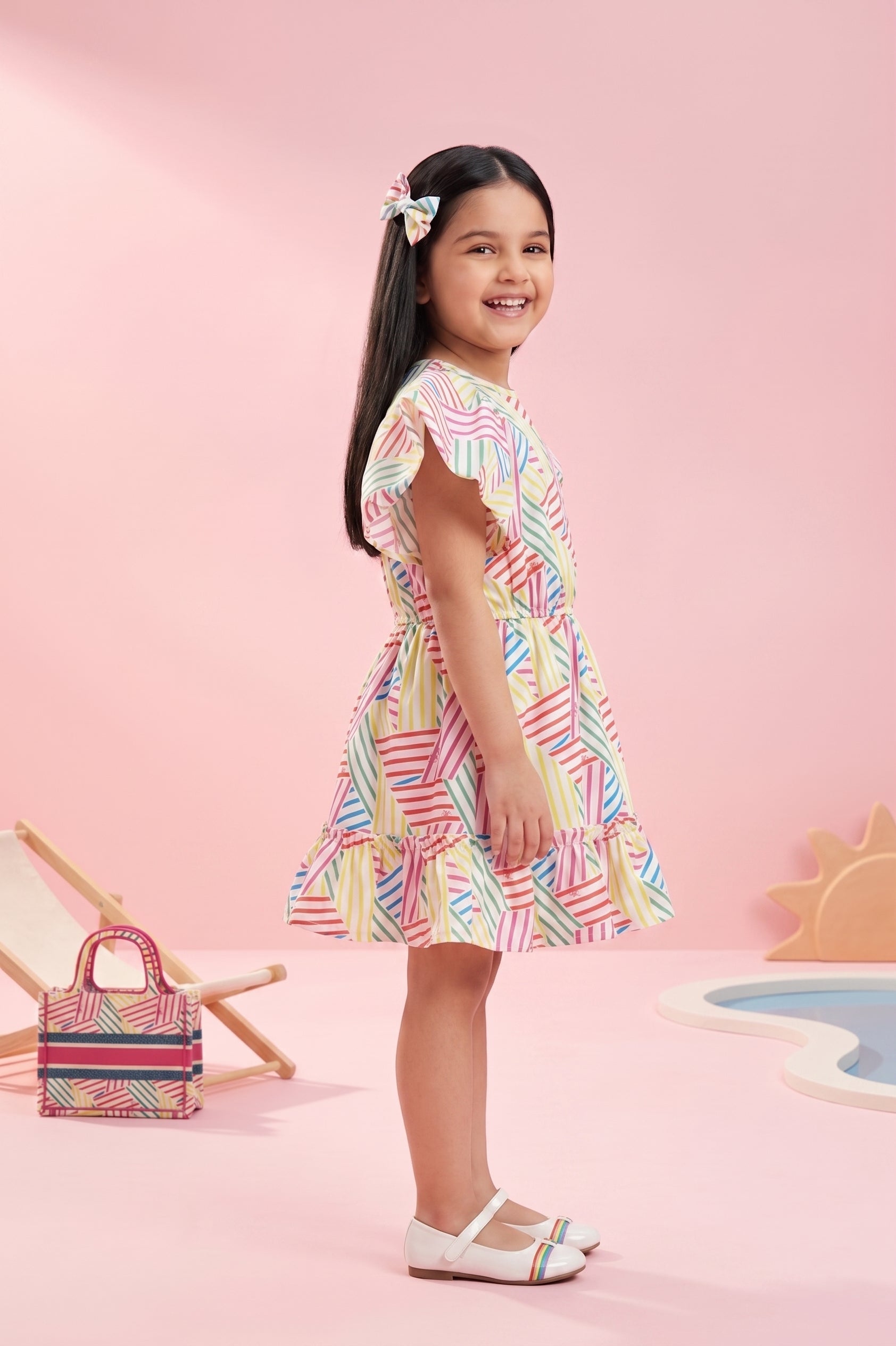 Barbie Round Neck 2-Layered Printed Midi BAM1121