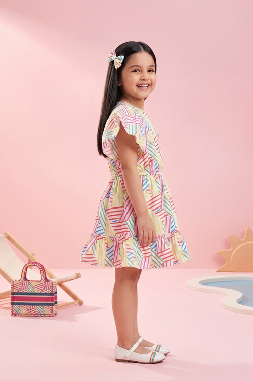 Barbie Round Neck 2-Layered Printed Midi BAM1121
