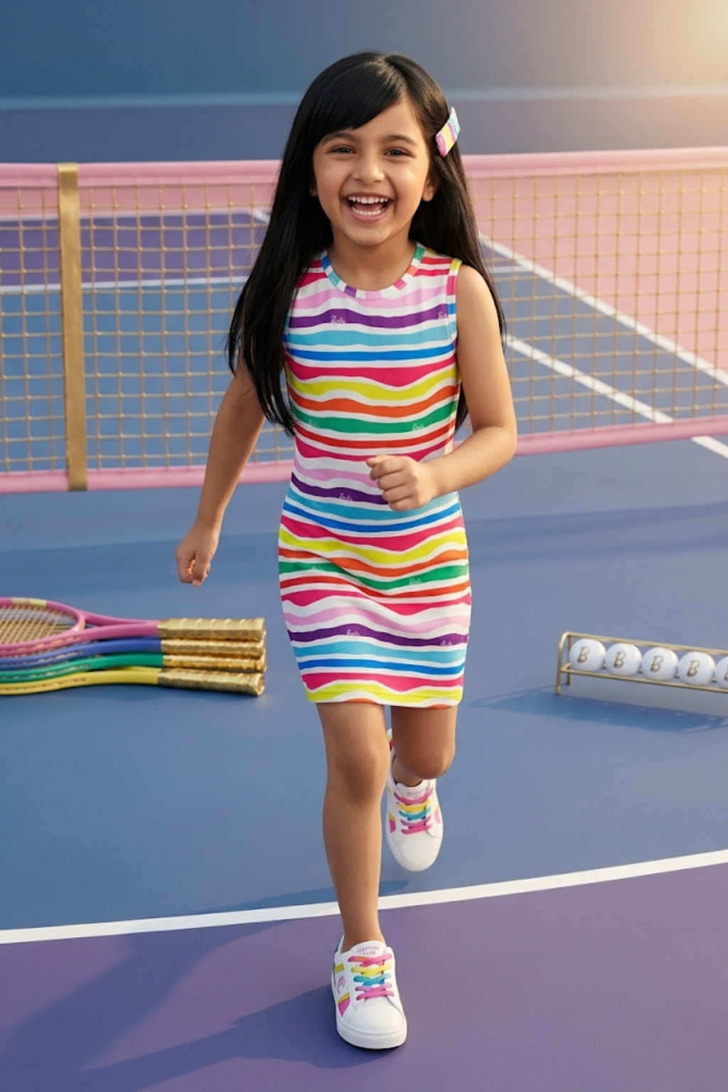 Barbie Multicolor Striped Sleeveless Bodycon Dress BAM1137