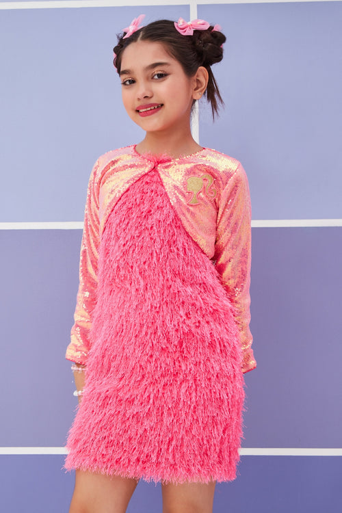 Girls Barbie Sequin Jacket Dress BAM1155
