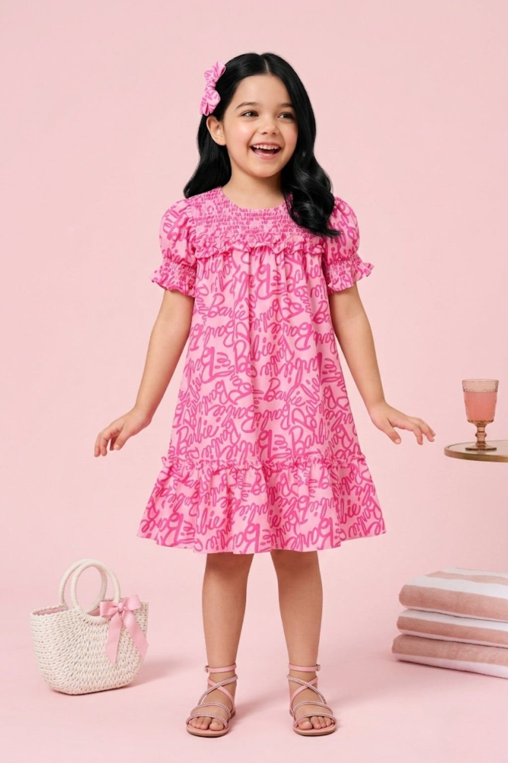 Barbie Printed A-Line Midi Dress BAM1187 Tiny Girl Barbie Printed A-Line Midi Dress BAM1187 Tiny Girl