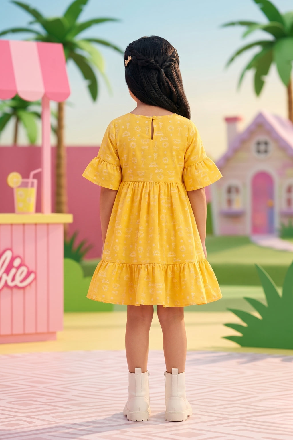 Barbie Printed Boat Neck Midi BAM1191
