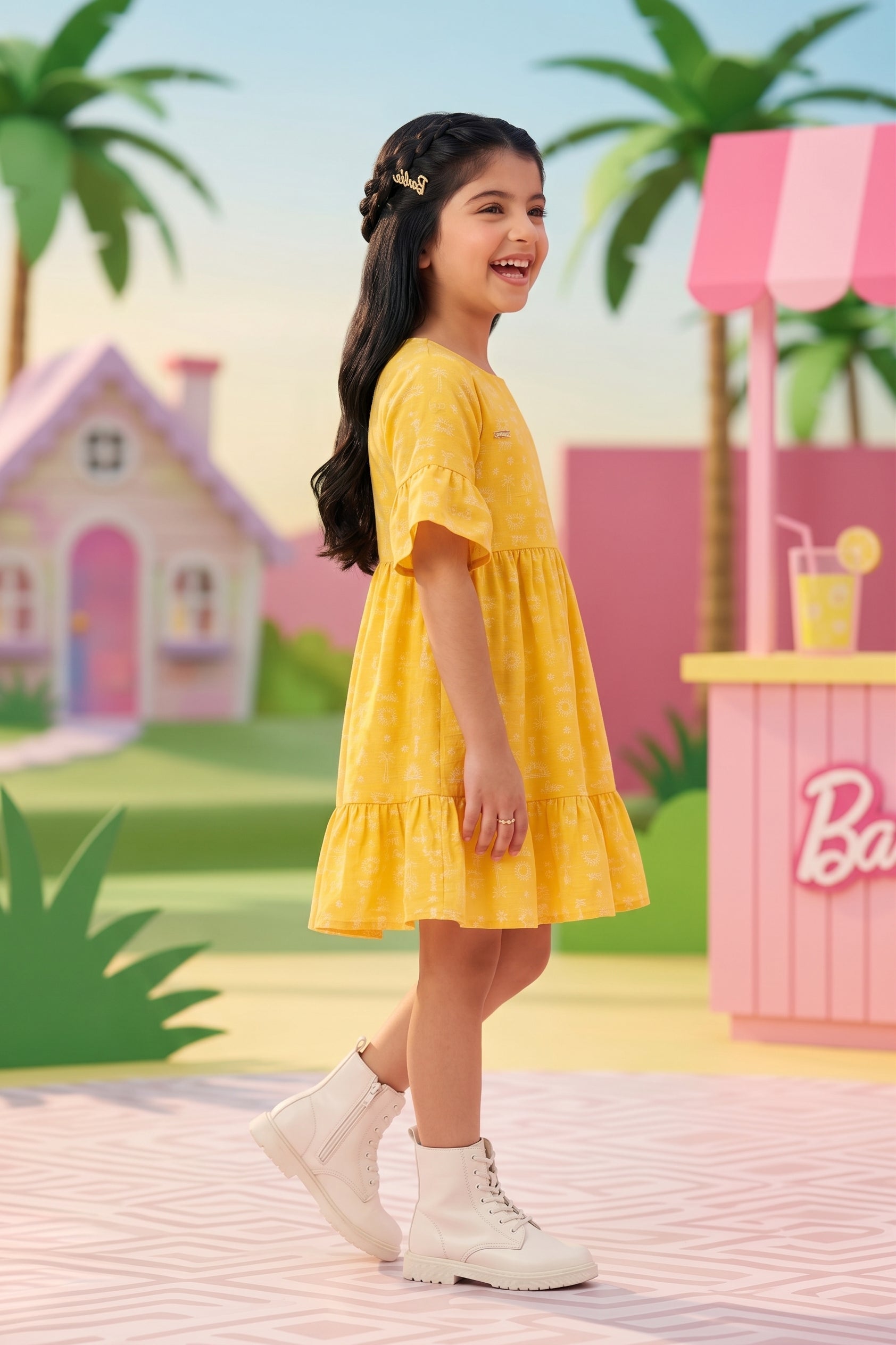 Barbie Printed Boat Neck Midi BAM1191