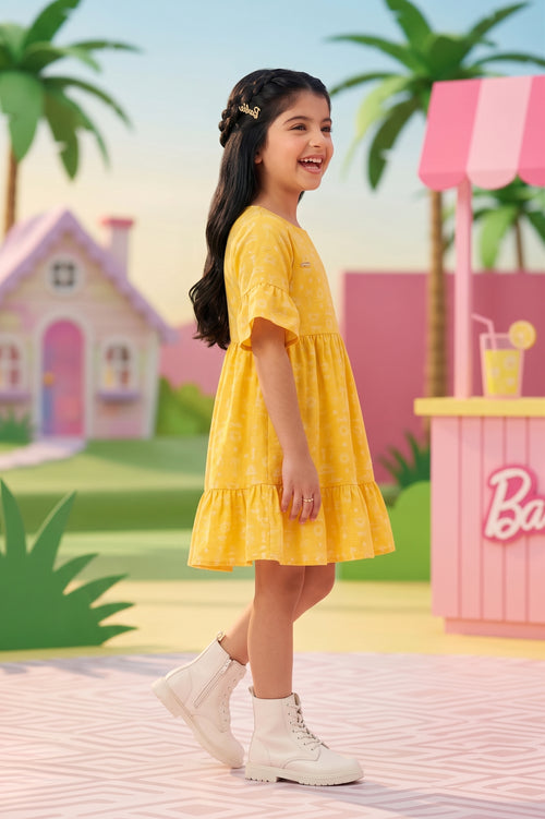 Barbie Printed Boat Neck Midi BAM1191