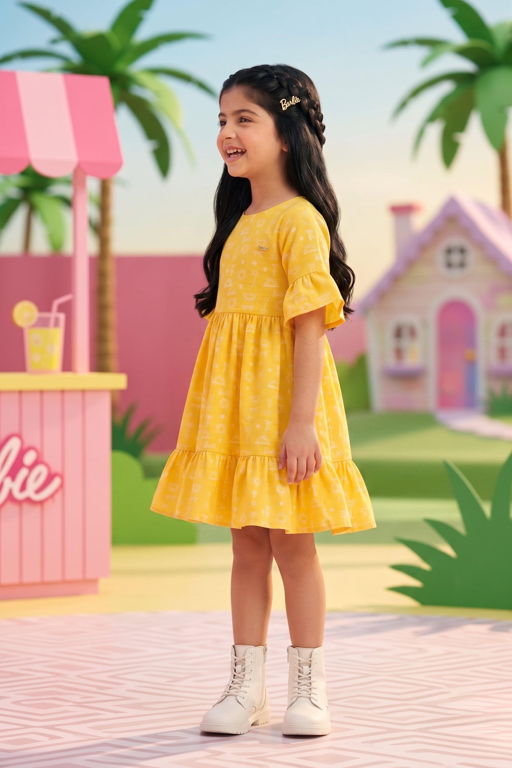 Barbie Printed Boat Neck Midi BAM1191