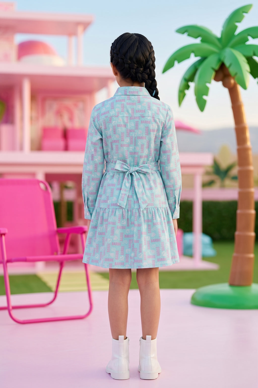 Barbie Girl Sea Green Printed Shirt Dress BAM1239