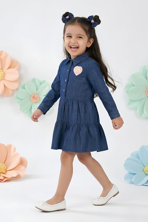 Barbie Navy Blue Denim Dress for Toddlers BAM1252