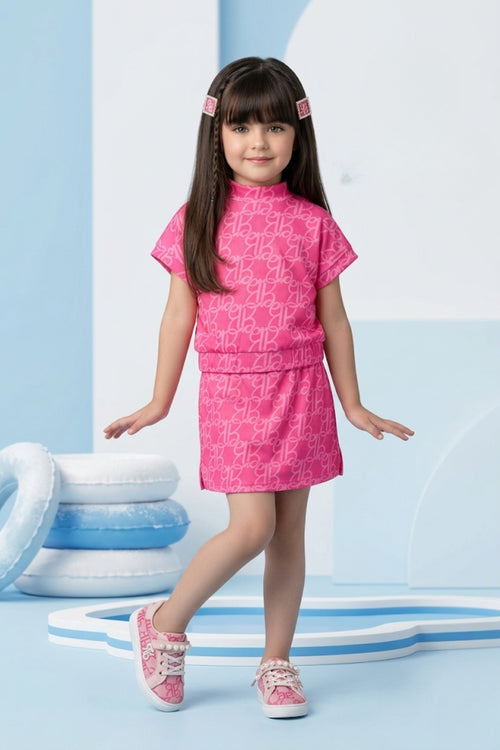 Barbie Pink Printed Shift Dress BASET318