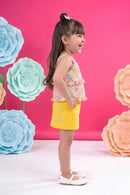 Yellow Skirt & Printed Ruffle Top Set BASET324