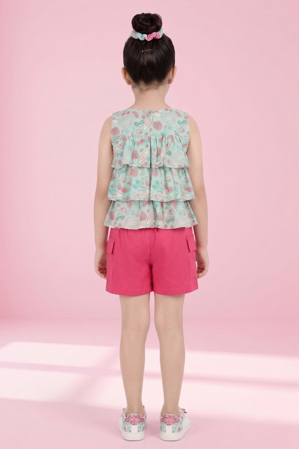 Barbie Floral Ruffle Top & Pink Shorts Set BASET381