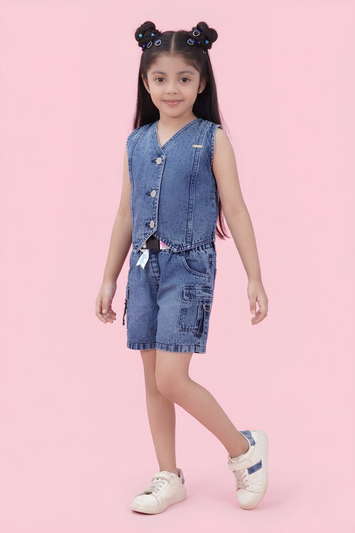 Barbie Navy Blue Buttoned Co-ord Set BASET420