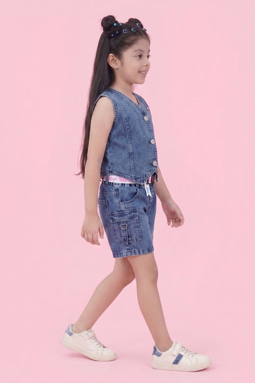 Barbie Navy Blue Buttoned Co-ord Set BASET420