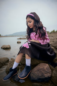 Barbie Black Party Dress With Pink Jacket For Girls | Soft & Stylish Festive Outfit | Kids | Tiny Girl India