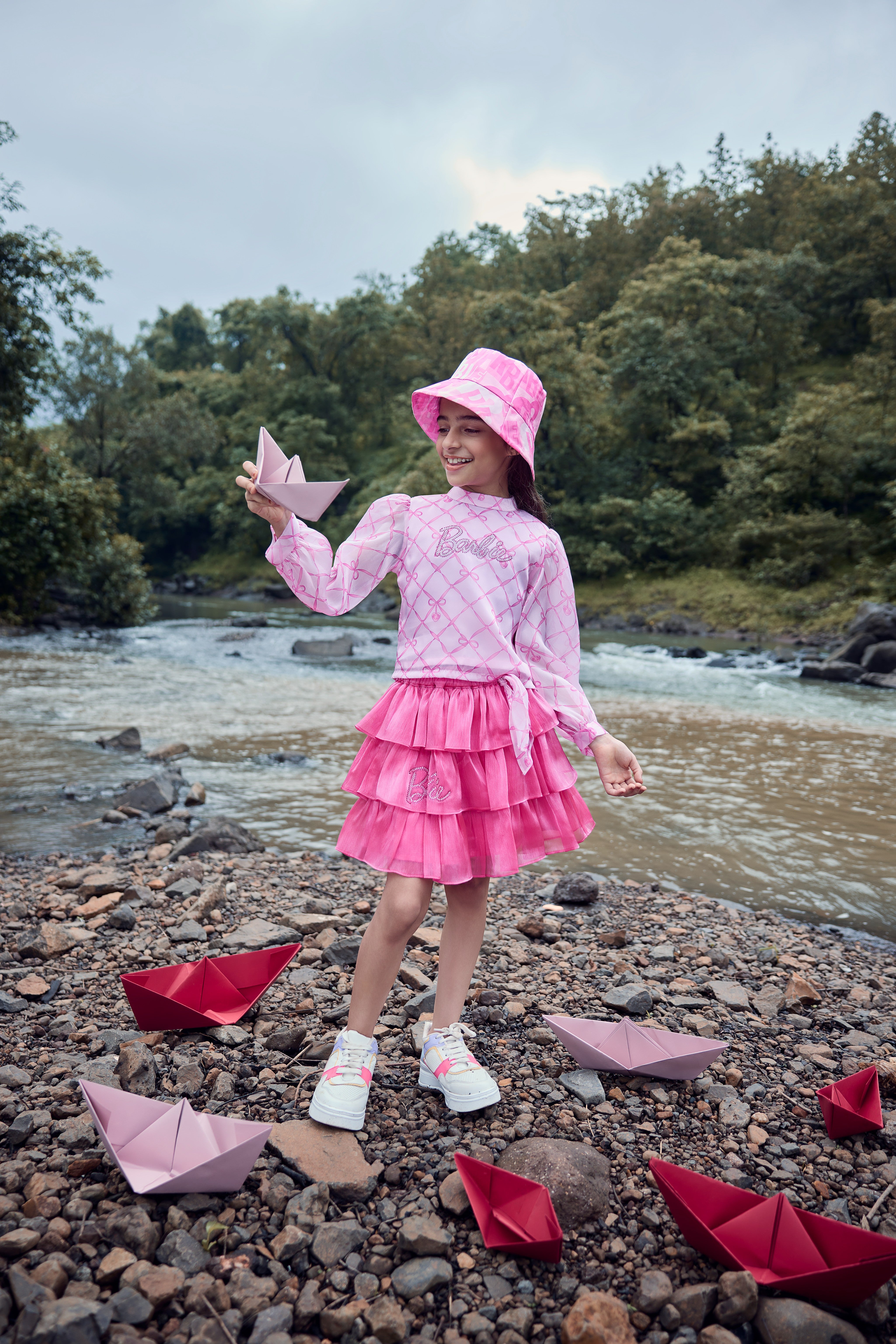 Barbie Girl Pink Layered Party Dress – Premium Kidswear India