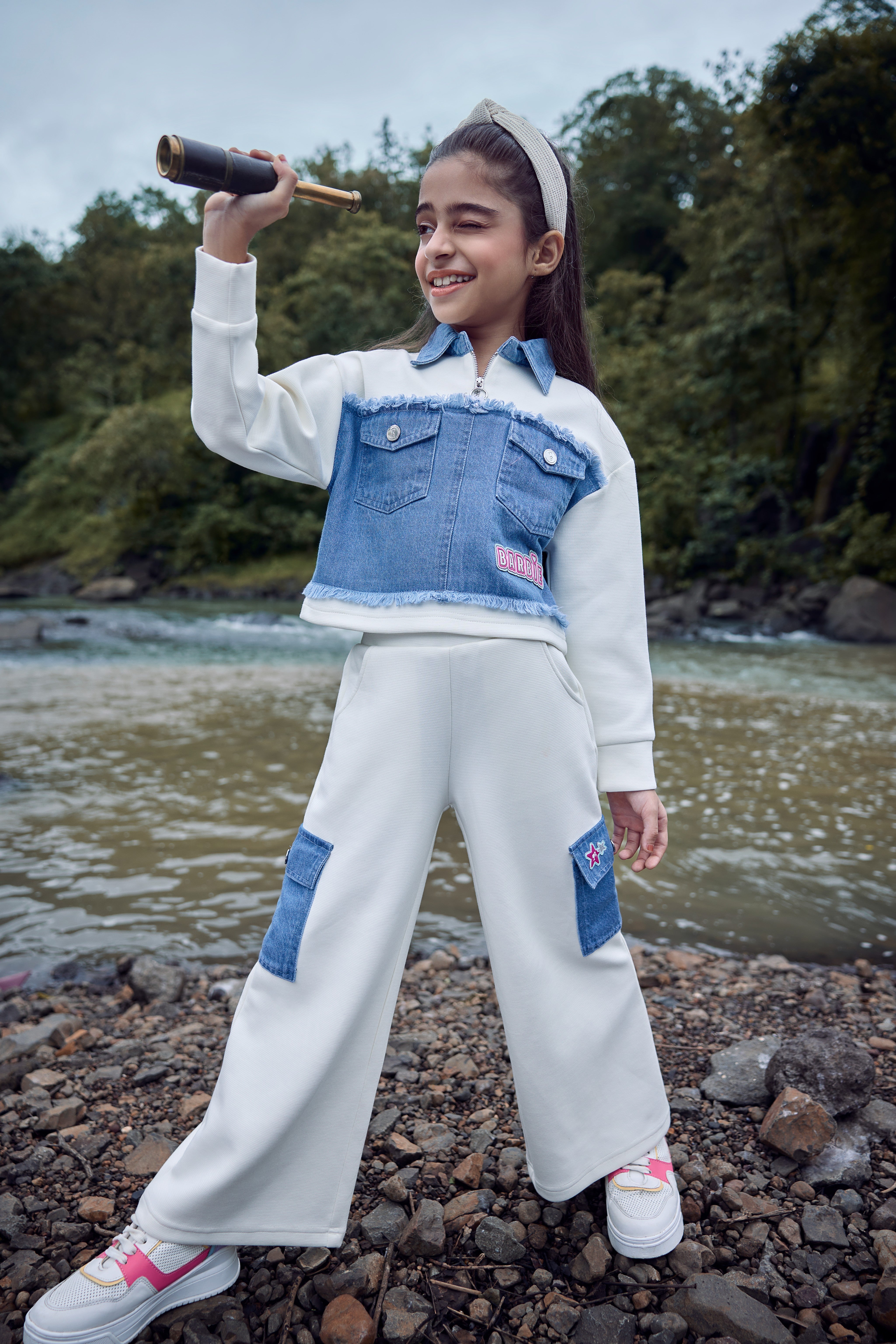 Barbie Girls Off-White Denim Patch Co-ord Set – Trendy Kids Wear