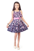 Navy Floral Fit & Flare Dress – Playful Party Look