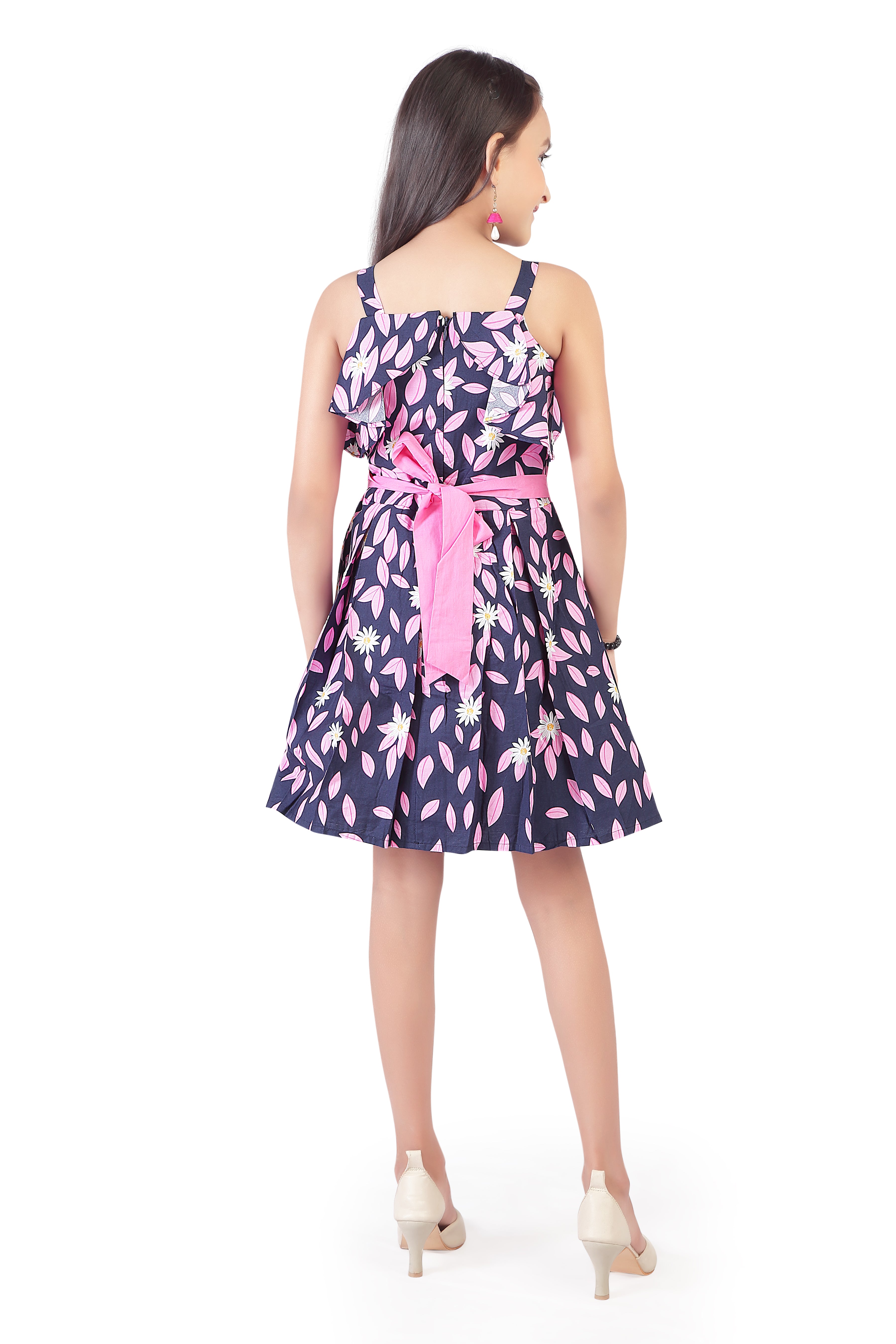 Navy Floral Fit & Flare Dress – Playful Party Look