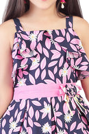 Navy Floral Fit & Flare Dress – Playful Party Look