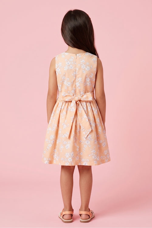 Soft Everyday Peach Floral Cotton Dress F548