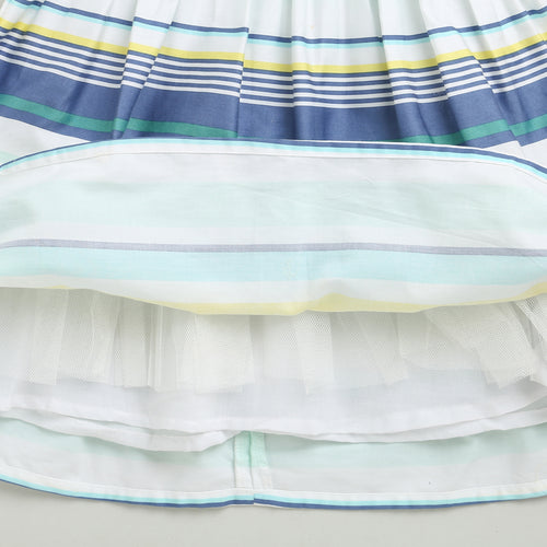 Aqua & Yellow Striped Bow Dress F553