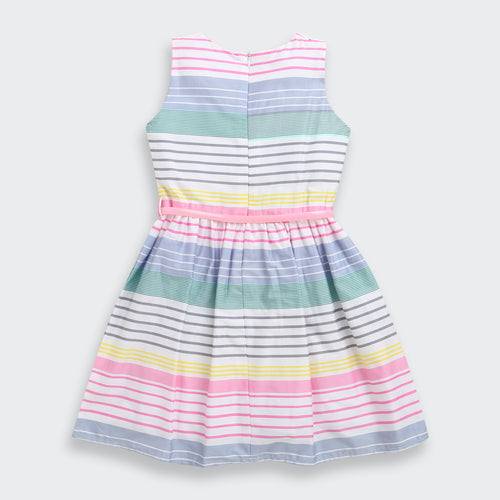 Pastel Multicolor Striped Fit & Flare Dress F554