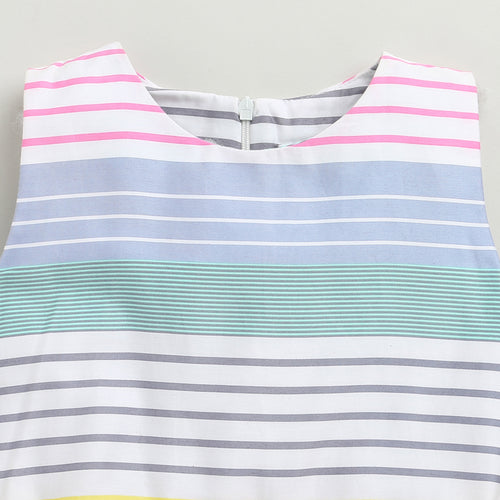 Pastel Multicolor Striped Fit & Flare Dress F554