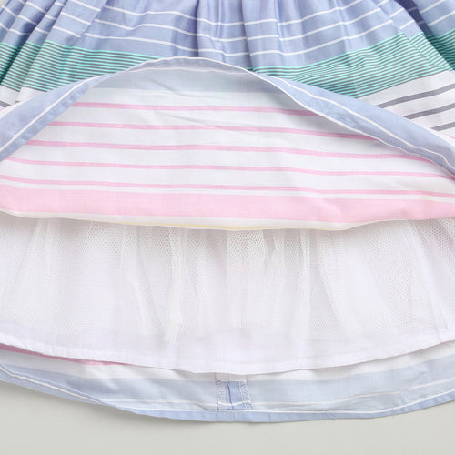 Pastel Multicolor Striped Fit & Flare Dress F554