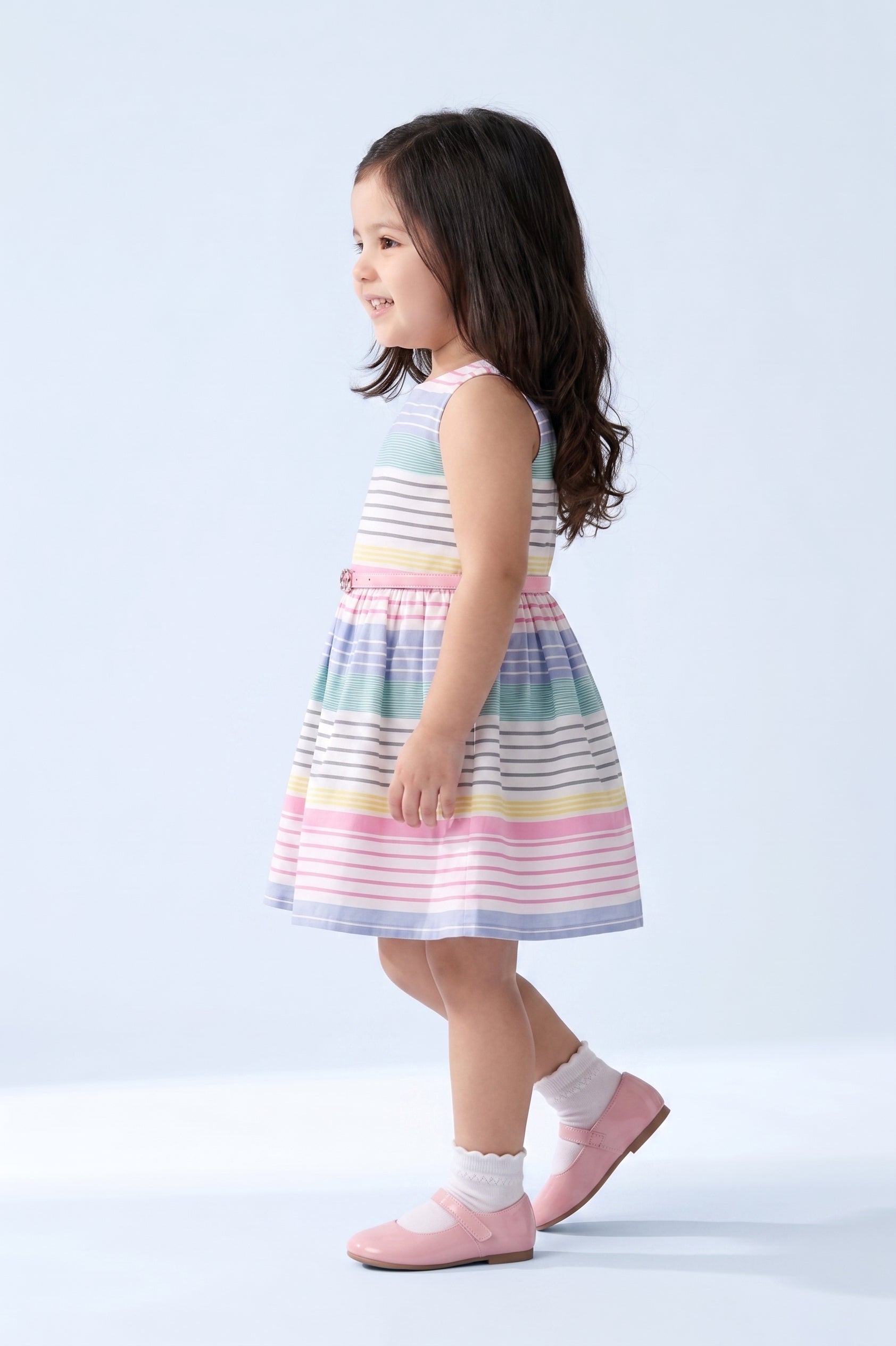 Pastel Multicolor Striped Fit & Flare Dress F554