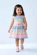 Pastel Multicolor Striped Fit & Flare Dress F554