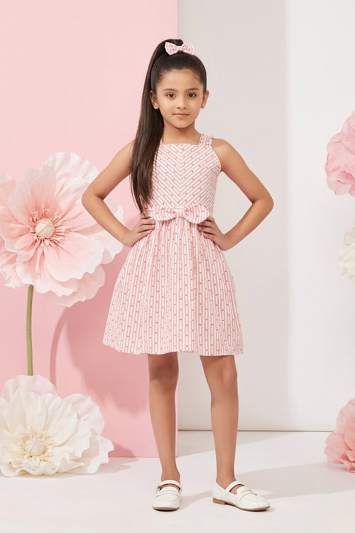 Peach Floral Fit & Flare Dress F555
