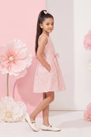 Peach Floral Fit & Flare Dress F555