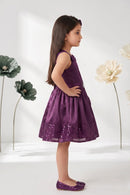 Wine Shimmer Party Dress with Sling Bag F575