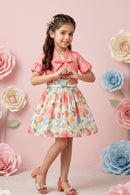 Stylish Layered Look Shrug & Floral Dress F576