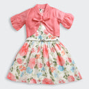 Pink Shrug & Floral Dress Set – Stylish Layered Look