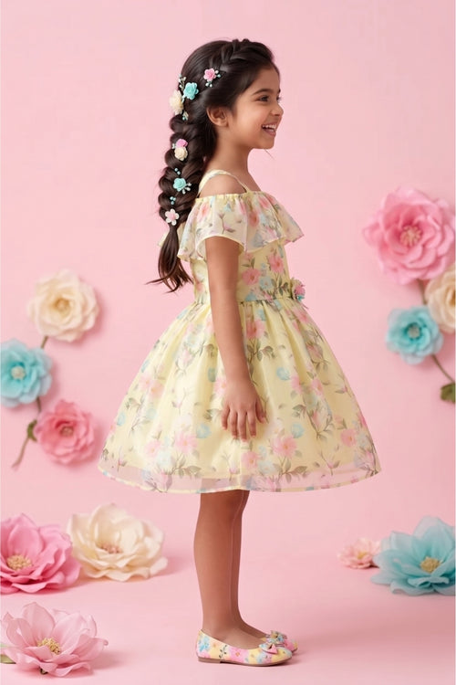 Off-White Floral Organza Dress F580