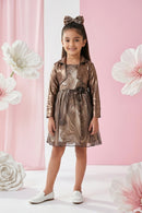 Elegant Copper Glitter Mesh Dress F594