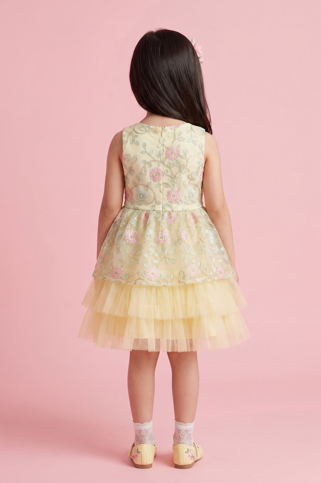 Lemon Yellow Layered Party Dress F610