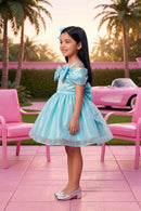 Barbie Satin Turquoise Green Party Dress BAF259