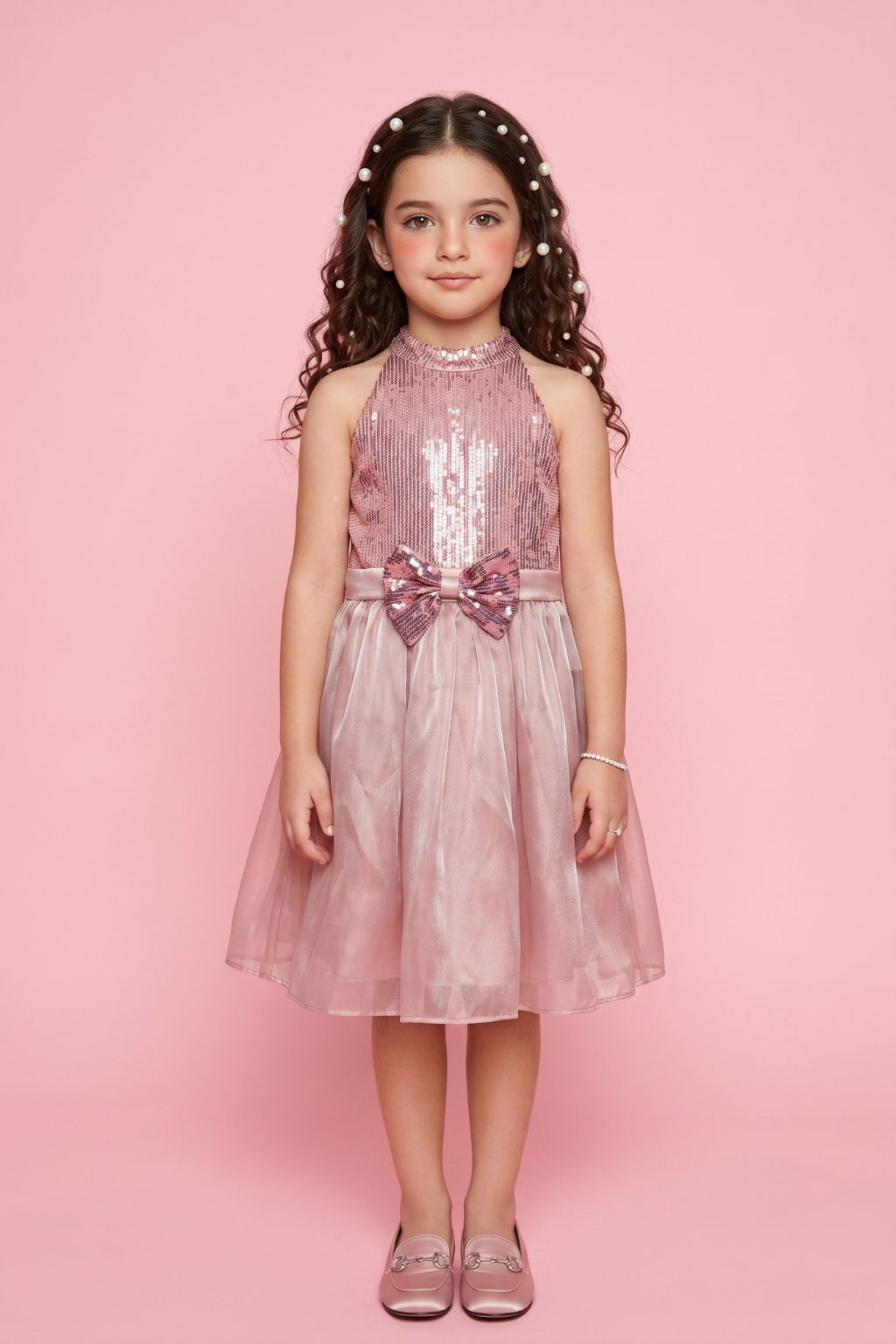 Floral Print Party Dress with Bow Detail & Flare Skirt F614