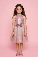 Floral Print Party Dress with Bow Detail & Flare Skirt F614