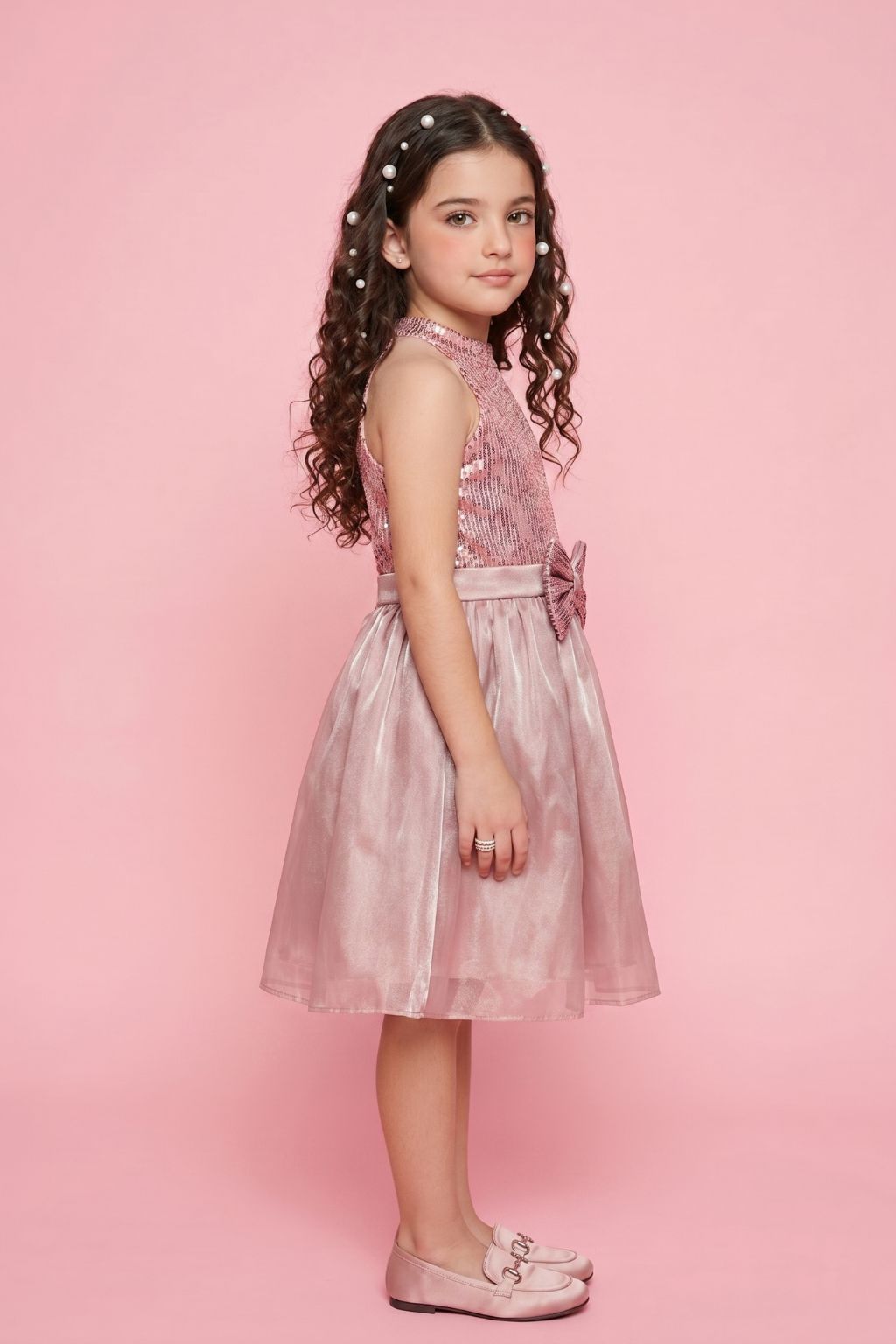 Floral Print Party Dress with Bow Detail & Flare Skirt F614