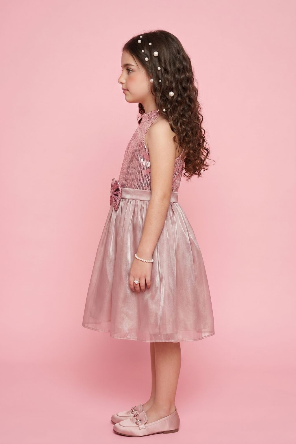 Floral Print Party Dress with Bow Detail & Flare Skirt F614
