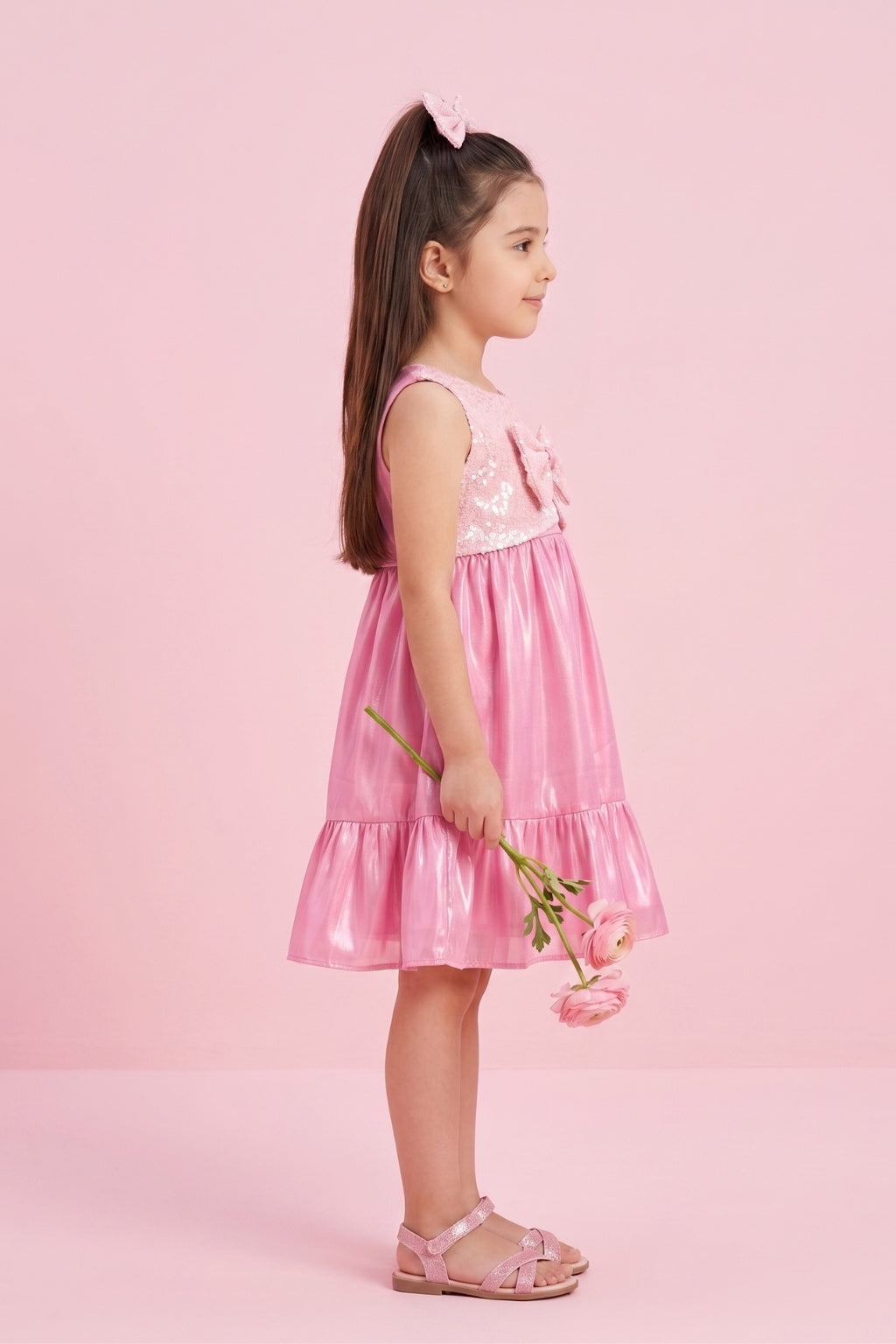 Sleeveless Shimmer Flare Dress F615