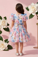 Charming Pastel Floral Puff Sleeve Dress F619