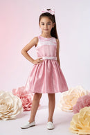 Elegant Party Look Pink Satin Fit & Flare Dress F624