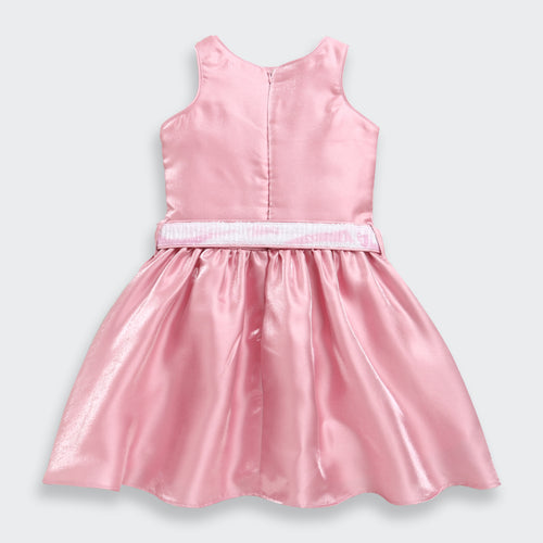Elegant Party Look Pink Satin Fit & Flare Dress F624