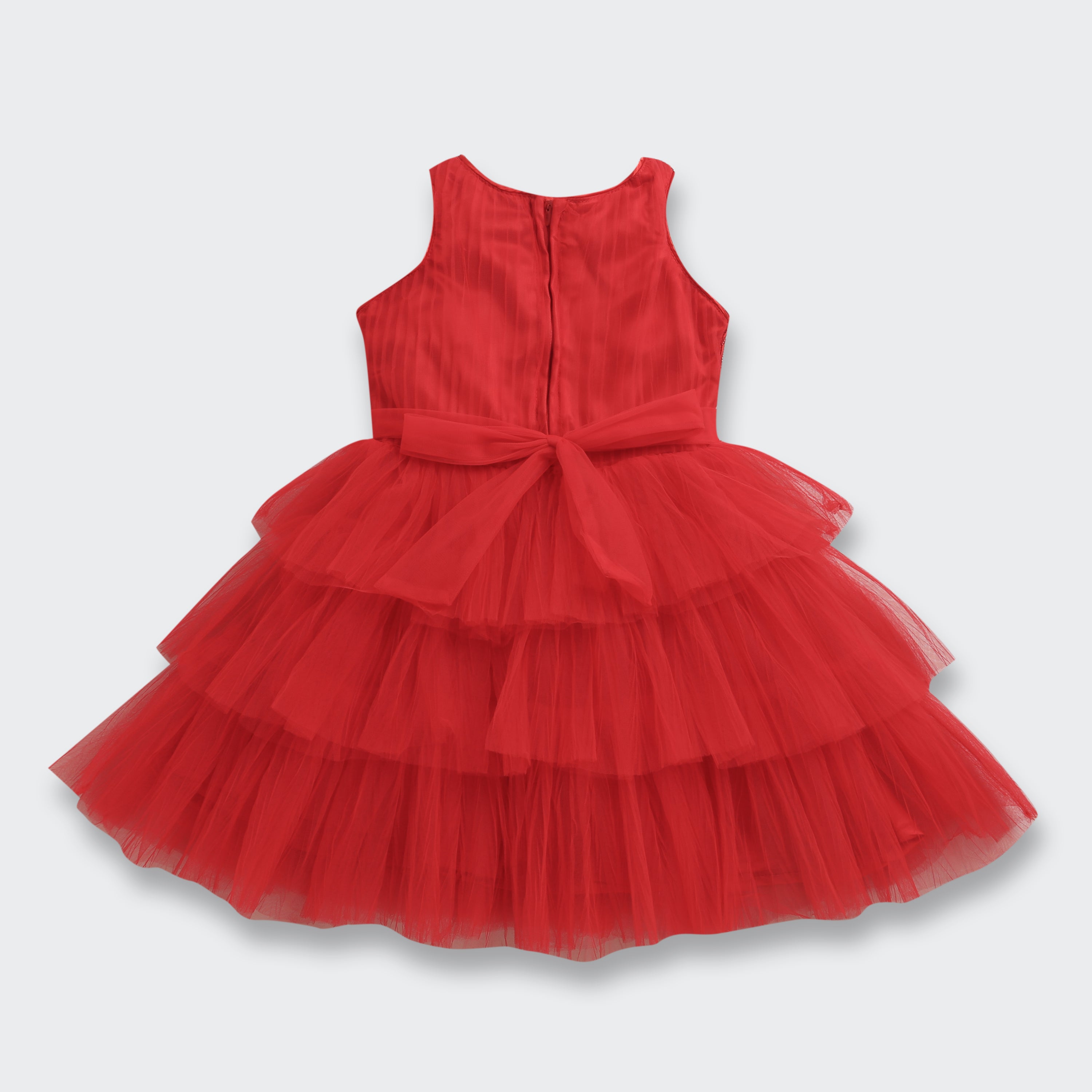Sparkly Princess Red Sequin & Tulle Layered Dress F628