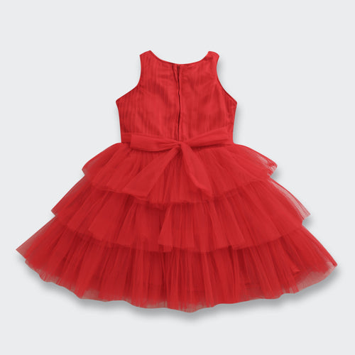 Sparkly Princess Red Sequin & Tulle Layered Dress F628