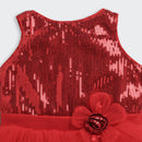 Sparkly Princess Red Sequin & Tulle Layered Dress F628
